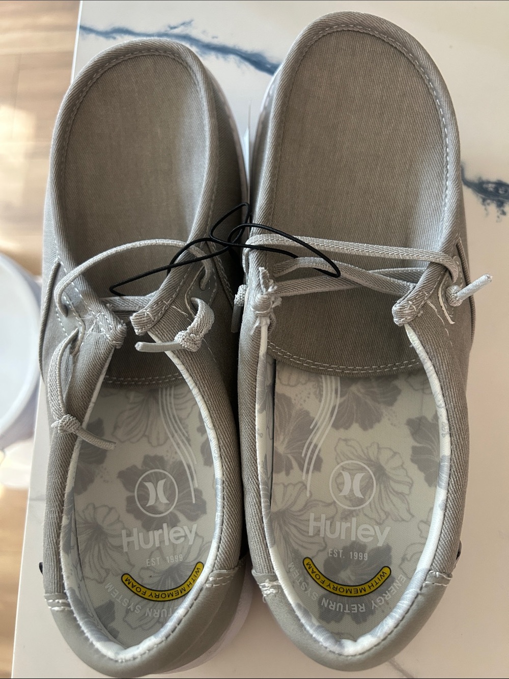 Hurley Light Gray Canvas Slip-On Loafers - Picture 3 of 6